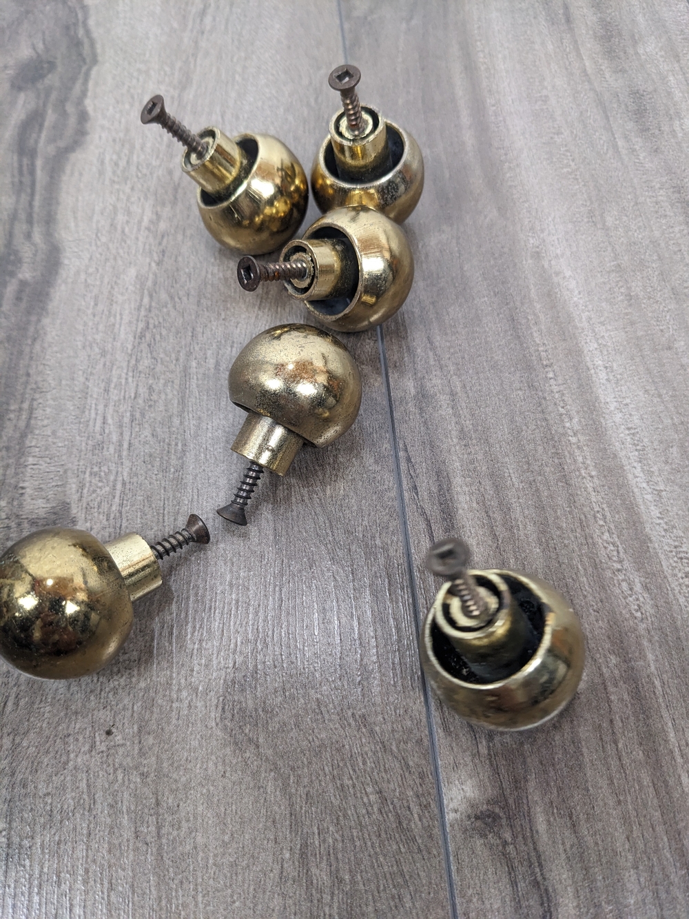 Brass Round Drawer Knobs - Set of 6